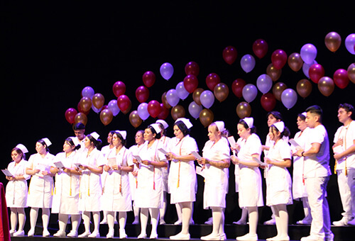 Nursing students during their Nurse Pinning Ceremony